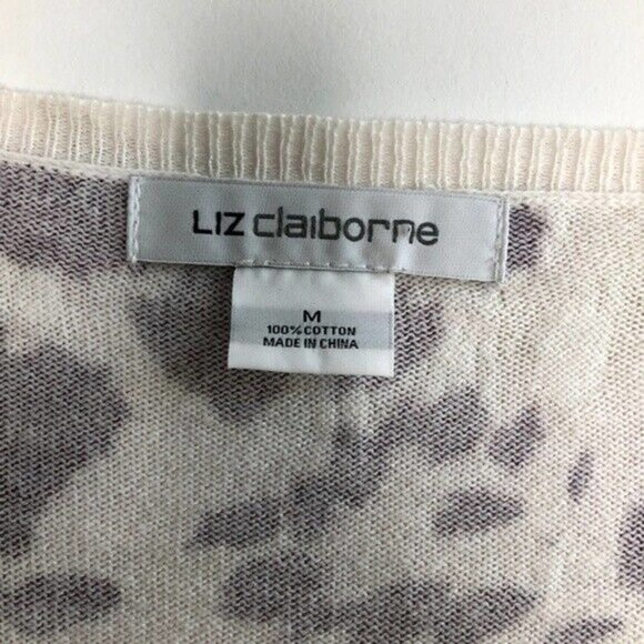 NEW LIZ CLAIBORNE Womens Metallic Splatter Paint Animal Print Sweater Sz Small - Picture 4 of 5